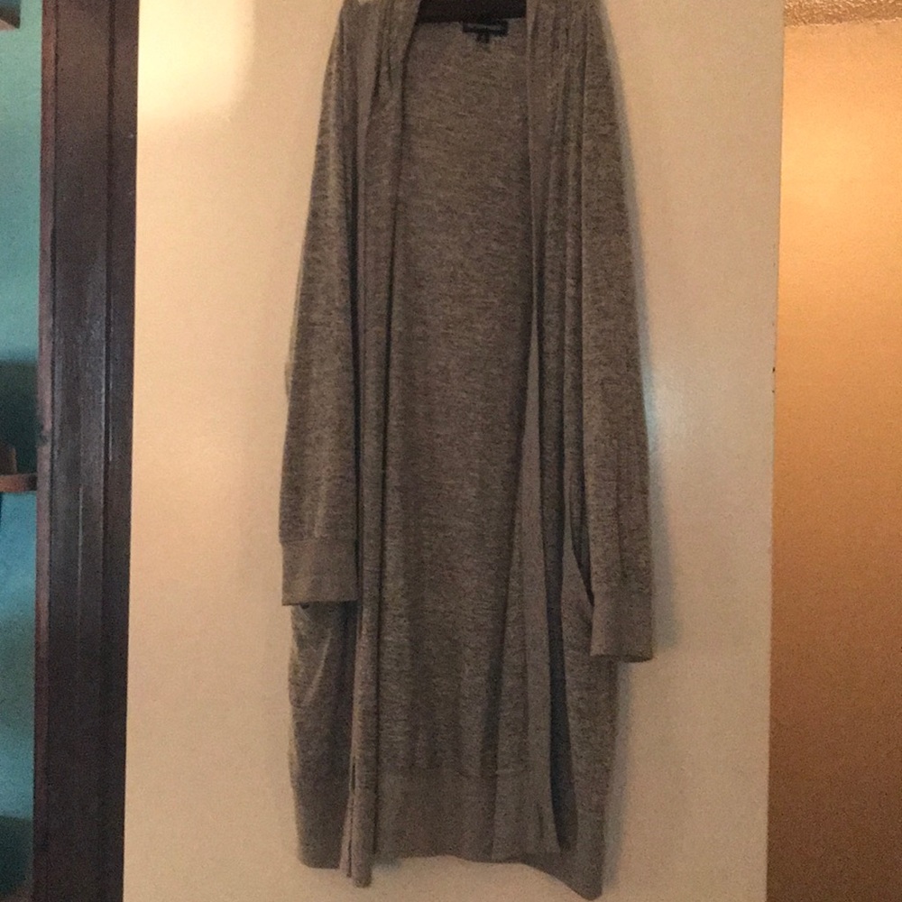Comfy knee length soft hooded cardigan